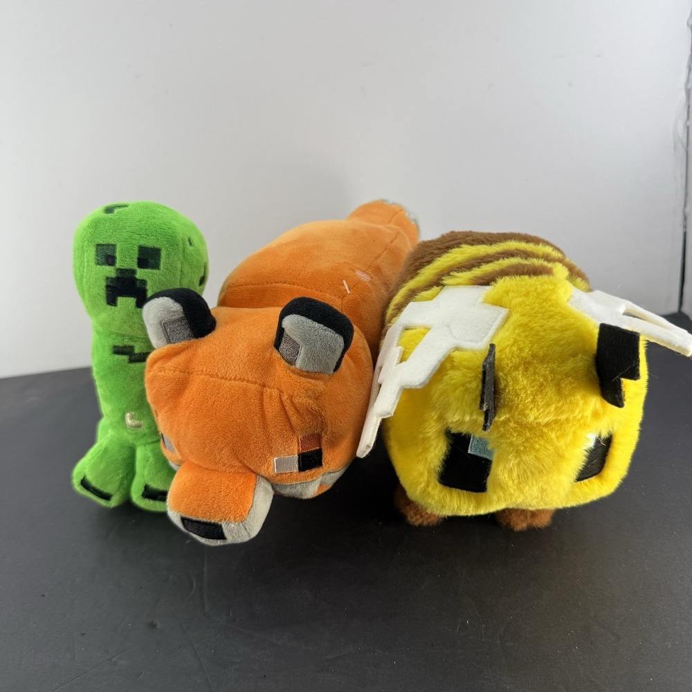 Minecraft Plush Lot Creeper Fox Bee Mojang Studios Jazwares Stuffed Animals